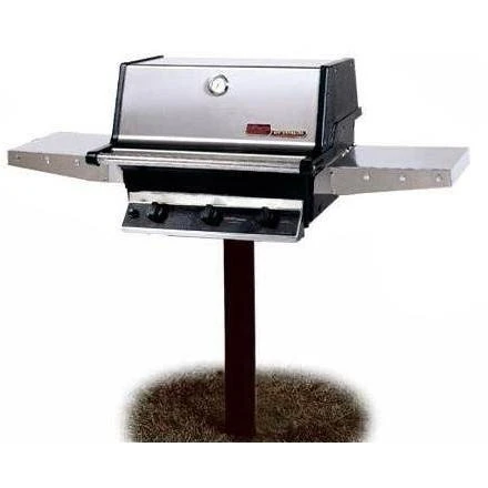 MHP THRG2 Hybrid Propane Grill W/ SearMagic Grids On In-Ground Post
